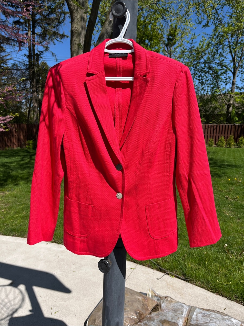 Diana Gallesi Italian Red Cotton Blend Blazer Jacket US 12 UK 16